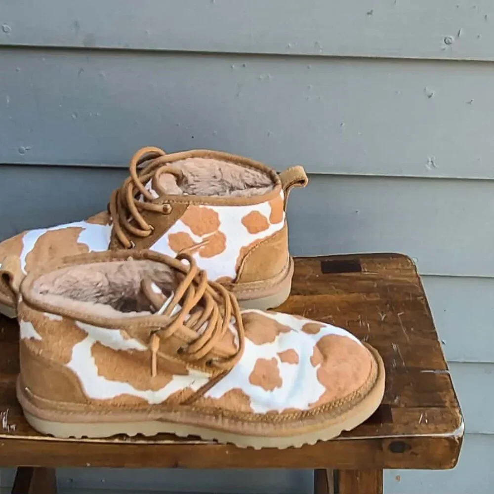 UGG Neumel Calf Hair Chestnut White Boots size 7